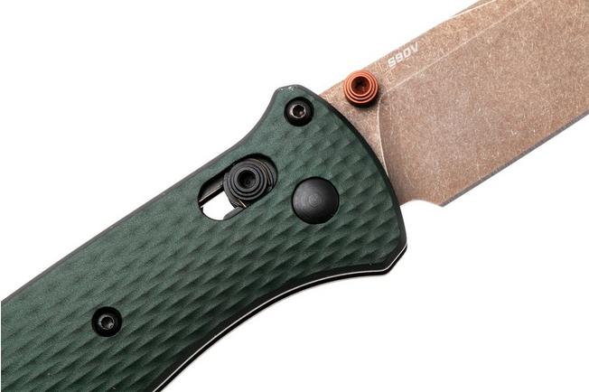 Afbeelding voor Benchmade Bailout 537FE-2601, Flat Dark Earth Battlewashed PVD CPM S90V, Taiga Green Aluminum zakmes