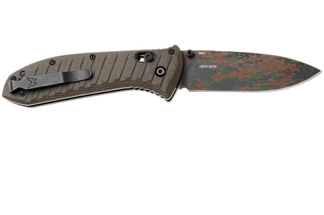 Afbeelding voor Benchmade Presidio II 570CAMO-2601, 2026 Shot Show Limited Edition, Flecktarn Camo Cerakote CPM S30V, Brown Canvas Micarta zakmes