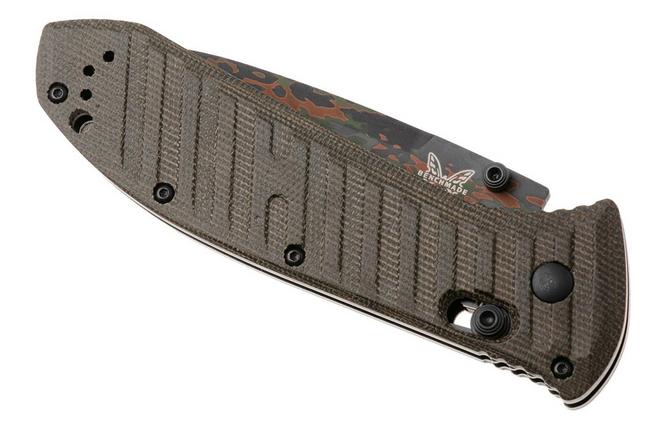 Afbeelding voor Benchmade Presidio II 570CAMO-2601, 2026 Shot Show Limited Edition, Flecktarn Camo Cerakote CPM S30V, Brown Canvas Micarta zakmes