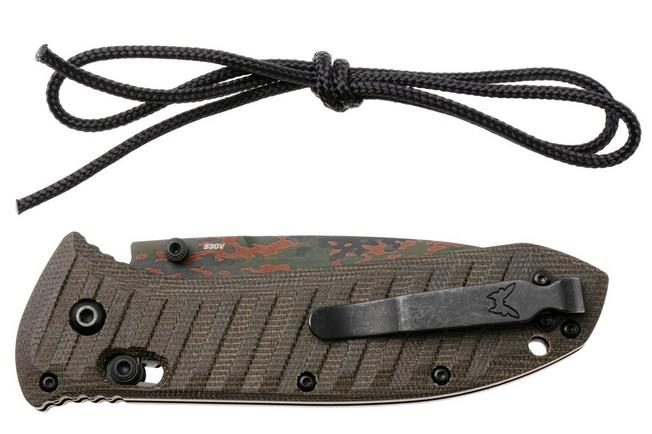 Afbeelding voor Benchmade Presidio II 570CAMO-2601, 2026 Shot Show Limited Edition, Flecktarn Camo Cerakote CPM S30V, Brown Canvas Micarta zakmes