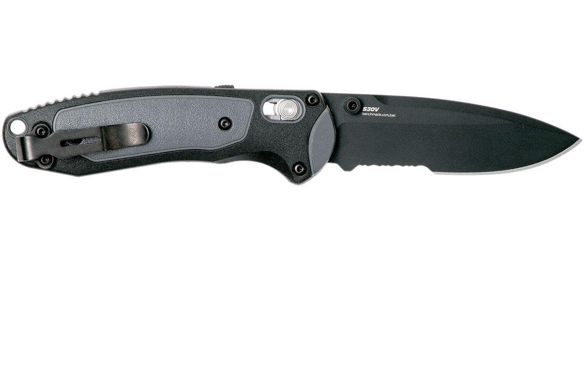 Benchmade 595SBK Mini Boost pocket knife, serrated edge black blade