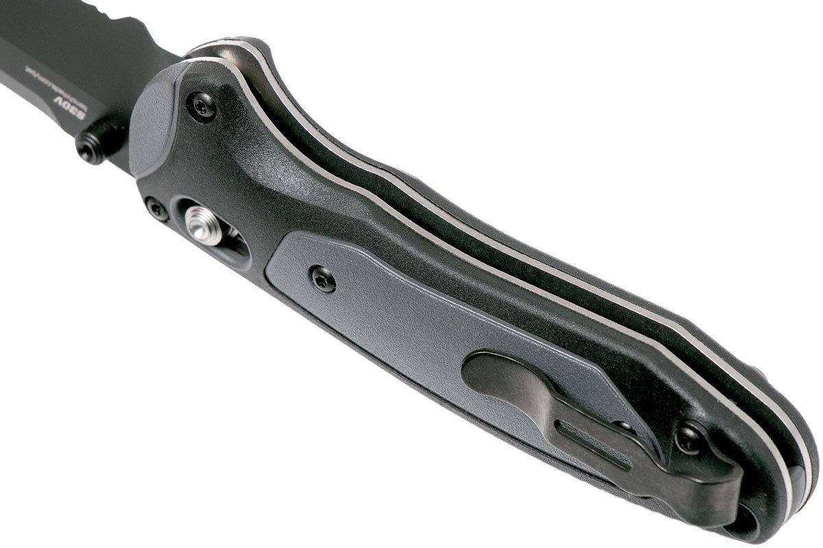 Benchmade 595SBK Mini Boost pocket knife, serrated edge black blade ...