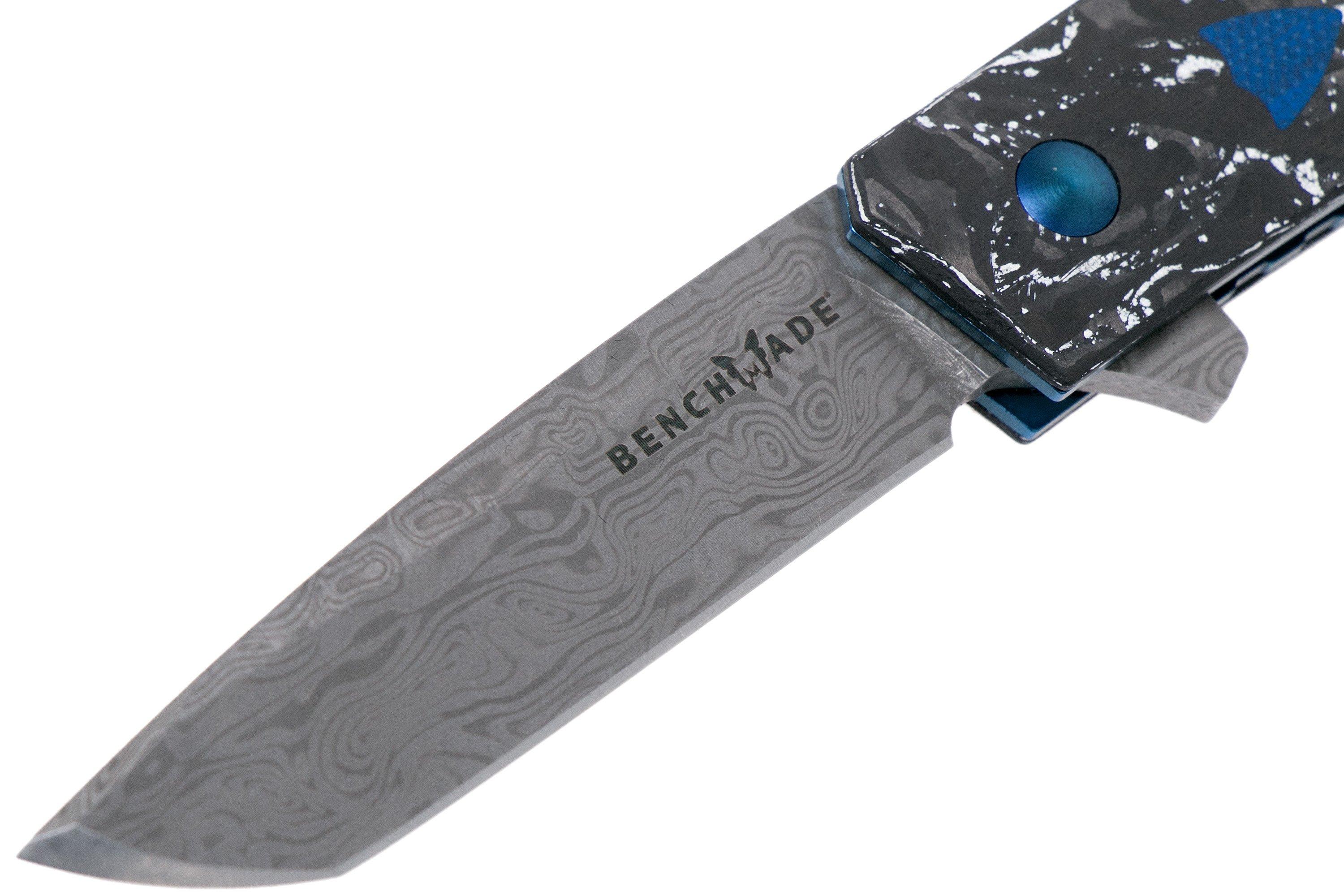 Benchmade Tengu 601211 Damasteel, White and Black Marbled Carbon Fibre