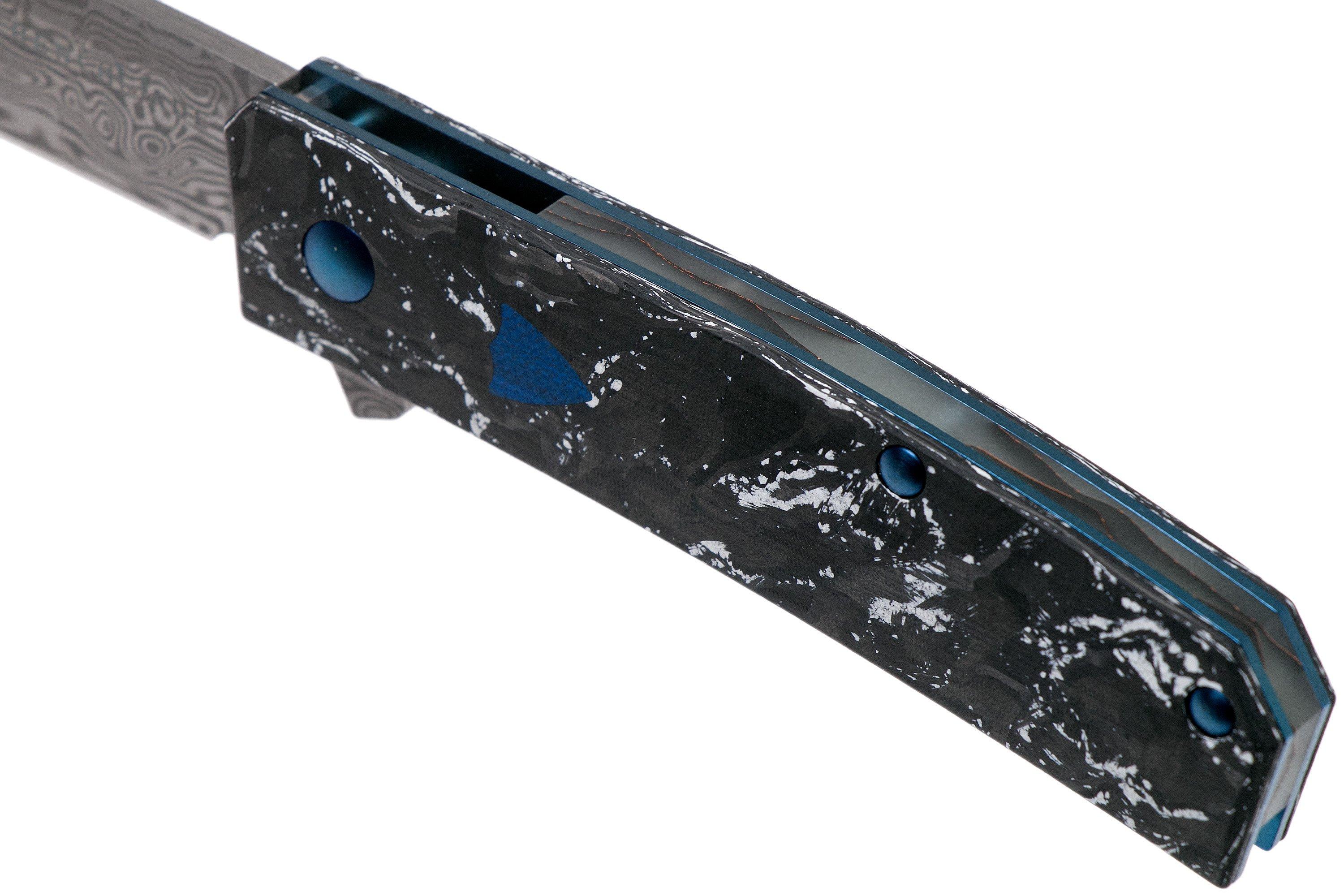 Benchmade Tengu 601211 Damasteel, White and Black Marbled Carbon Fibre