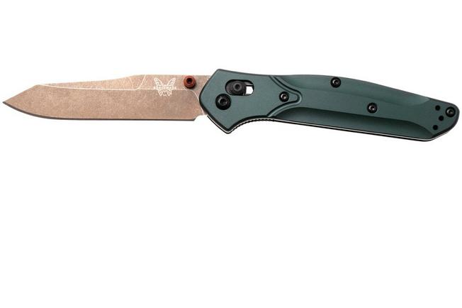 Afbeelding voor Benchmade Osborne 940FE-2601, Flat Dark Earth Battlewashed PVD CPM S90V, Taiga Green Aluminum zakmes