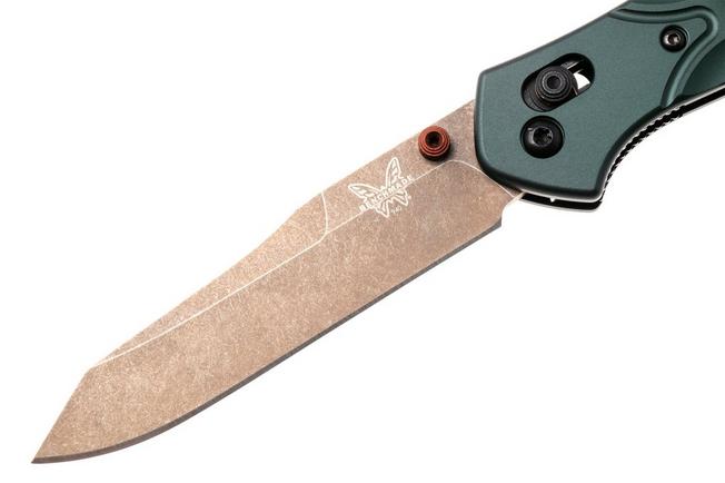 Afbeelding voor Benchmade Osborne 940FE-2601, Flat Dark Earth Battlewashed PVD CPM S90V, Taiga Green Aluminum zakmes