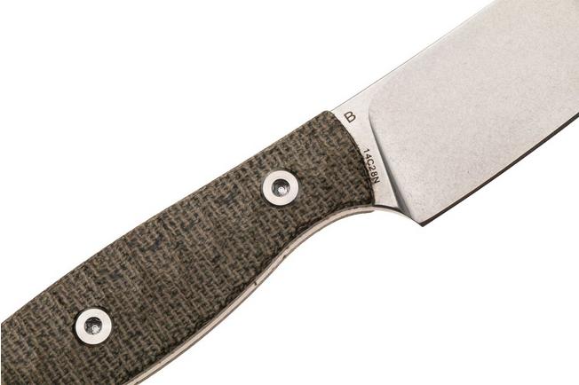 Afbeelding voor Bestech Heidi Blacksmith #3 BFK07C Stonewashed 14C28N Sheepsfoot, Green Micarta, vaststaand mes