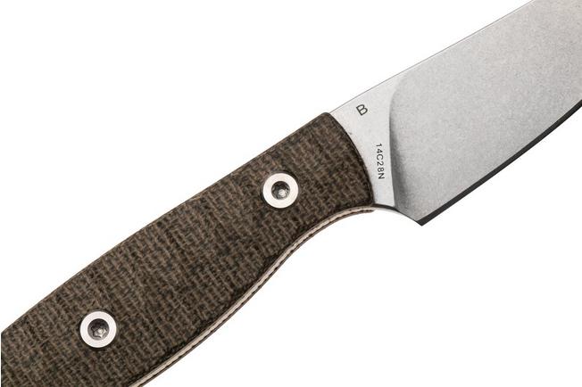 Afbeelding voor Bestech Heidi Blacksmith #3 BFK08C Stonewashed 14C28N Clippoint, Green Micarta, vaststaand mes