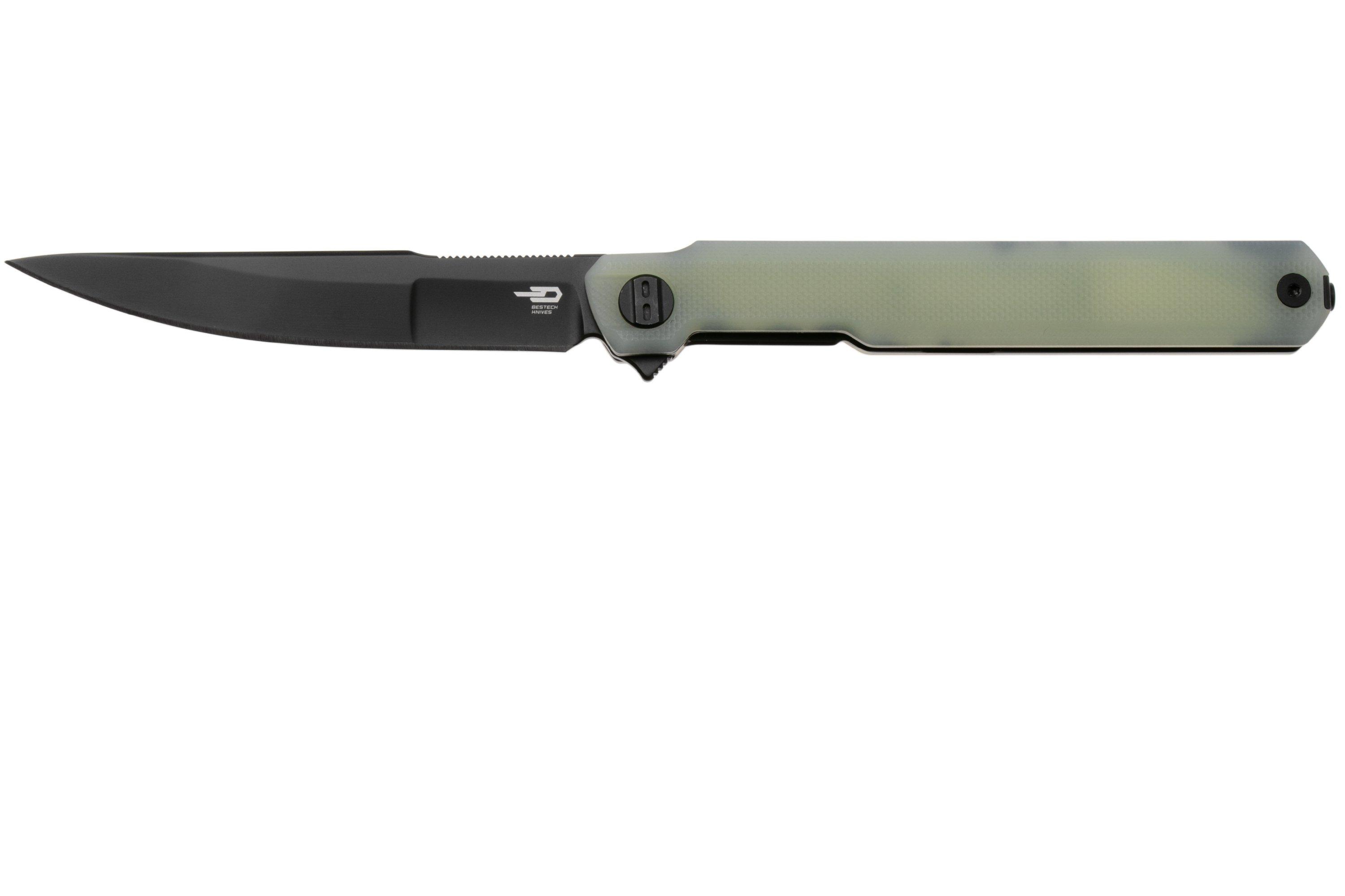 Bestech Duoz BG65D Black PVD 14C28N, Jade G10, zakmes, Ostap Hel