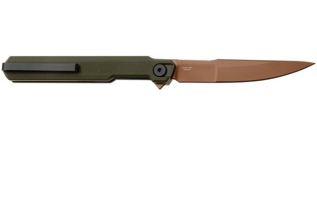 Afbeelding voor Bestech Duoz BG65F Gold PVD 14C28N, OD Green G10, zakmes, Ostap Hel design