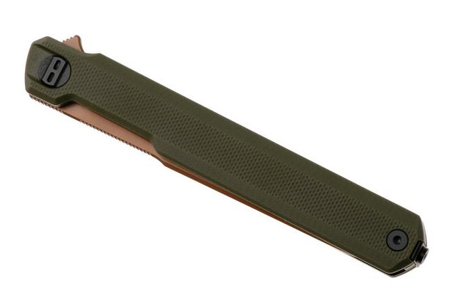 Afbeelding voor Bestech Duoz BG65F Gold PVD 14C28N, OD Green G10, zakmes, Ostap Hel design