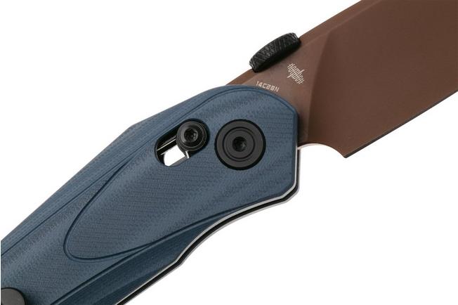 Afbeelding voor Bestech Mothus BG67F Gold PVD 14C28N, Dark Blue G10, zakmes, Kombou design