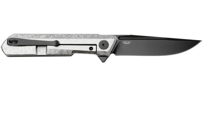 Afbeelding voor Bestechman Dundee BMK01-C-4 Black CPM MagnaCut, Silver Crystallized Titanium, Knivesandtools Exclusive zakmes