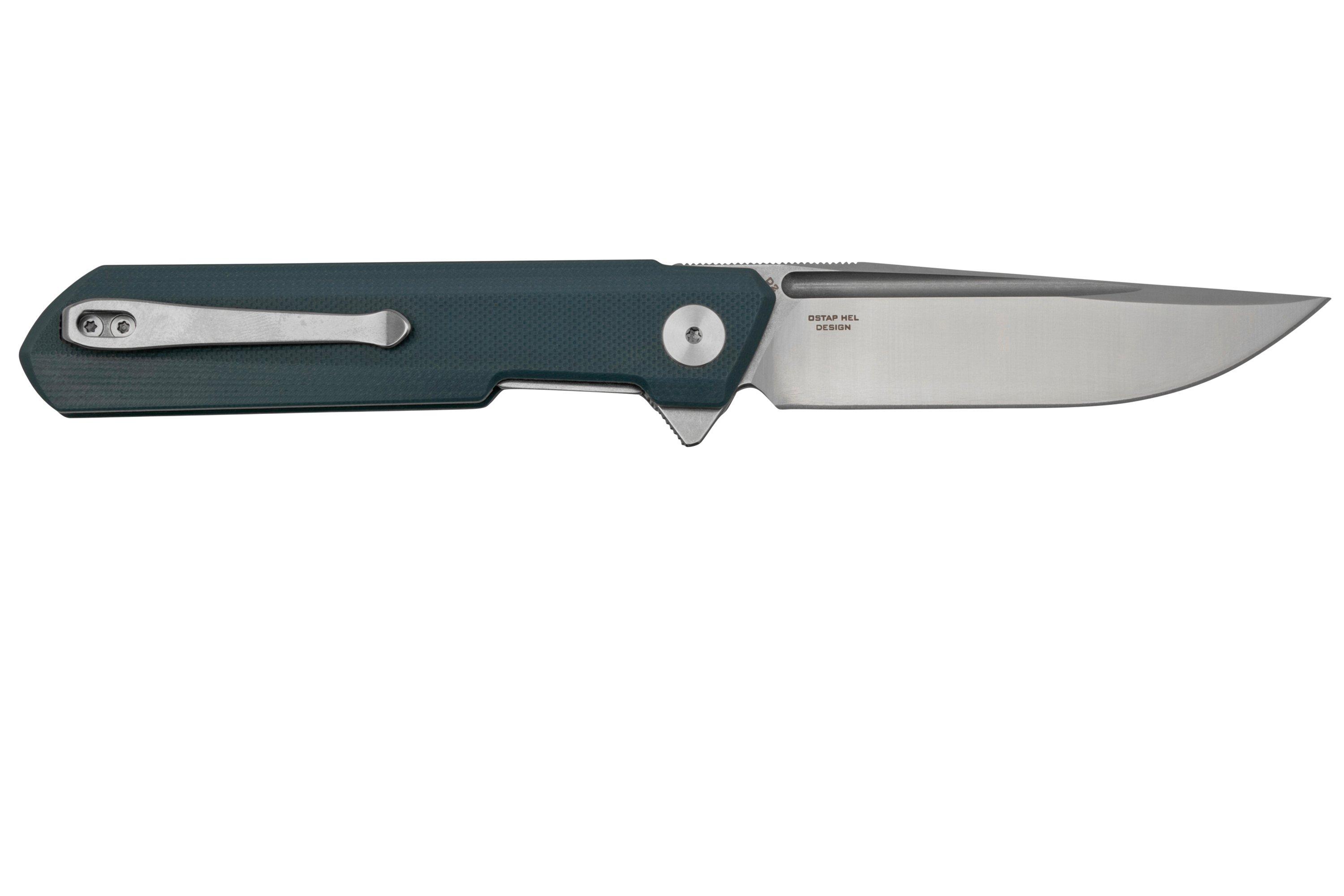 Bestechman Dundee BMK01C Grey G10, Satin D2, pocket knife, Ostap Hel ...