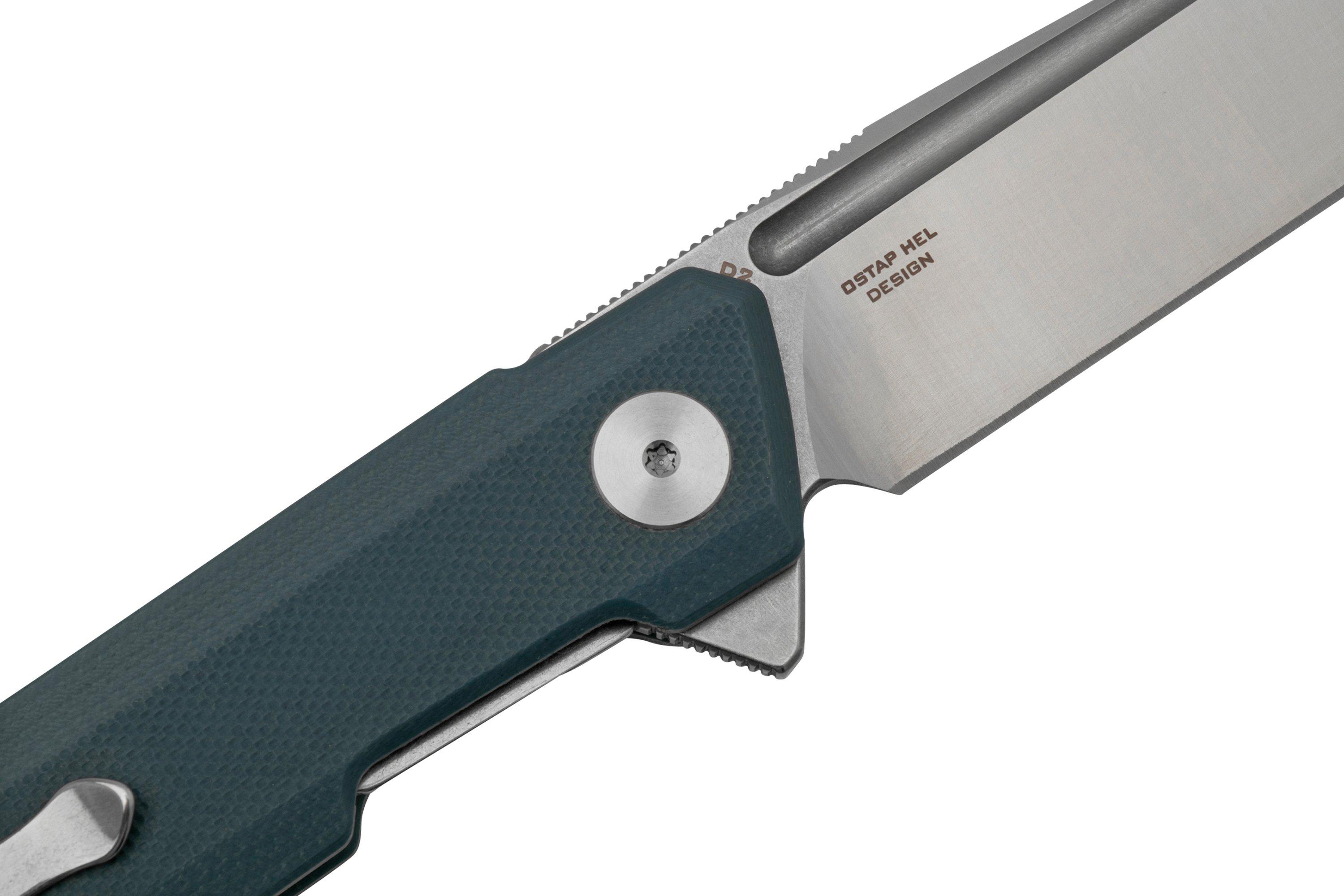 Bestechman Dundee BMK01C Grey G10, Satin D2, pocket knife, Ostap Hel ...