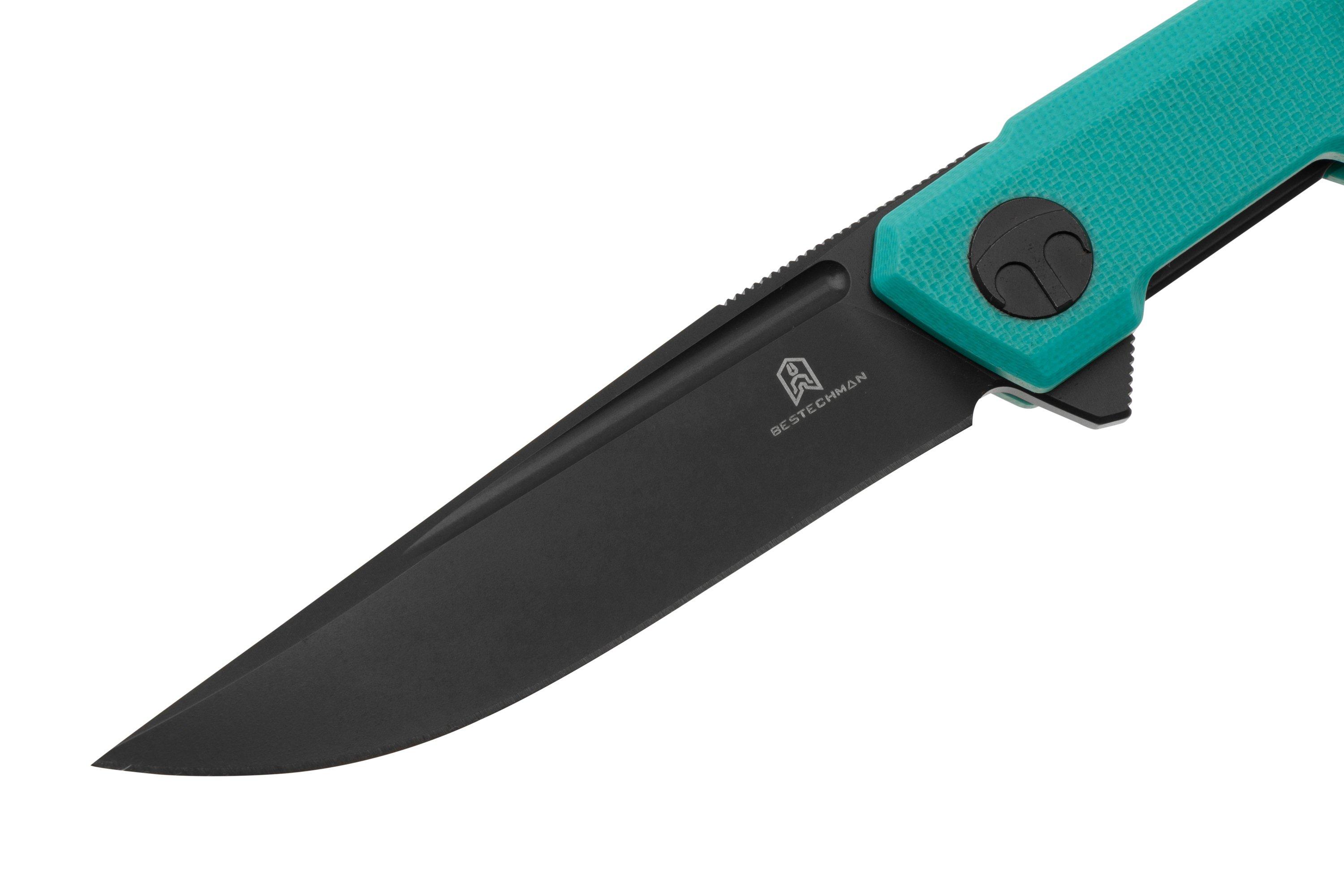 Bestechman Mini Dundee BMK03E Grey PVD Light Blue G10, pocket knife ...