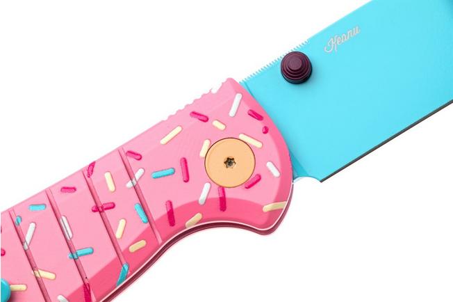 Afbeelding voor Bestechman Goodboy Dessert Warrior BMK04M Blue PVD D2, Pink Donut G10, zakmes, Keanu Alfaro design