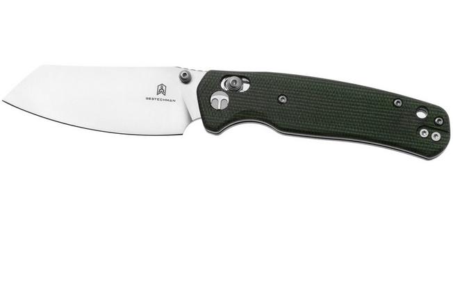 Afbeelding voor Bestechman Cicada's Wing BMK06-M-2 Satin 10Cr15MoV, OD Green Micarta, zakmes