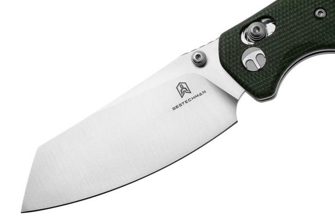 Afbeelding voor Bestechman Cicada's Wing BMK06-M-2 Satin 10Cr15MoV, OD Green Micarta, zakmes