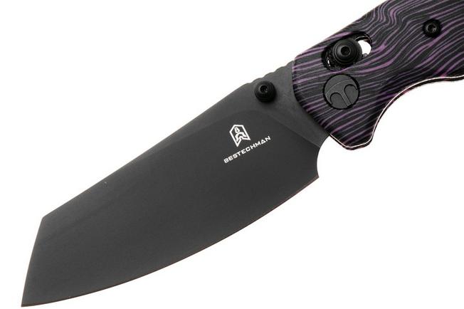 Afbeelding voor Bestechman Cicada's Wing BMK06-T-1 Black PVD 10Cr15MoV, Black Purple G10, zakmes