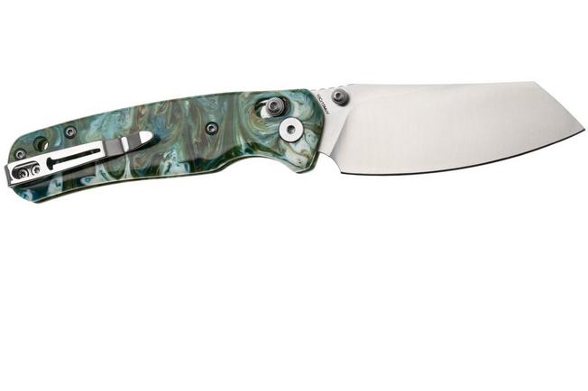 Afbeelding voor Bestechman Cicada's Wing BMK06P Satin 10Cr15MoV, Green Patterned Resin, zakmes