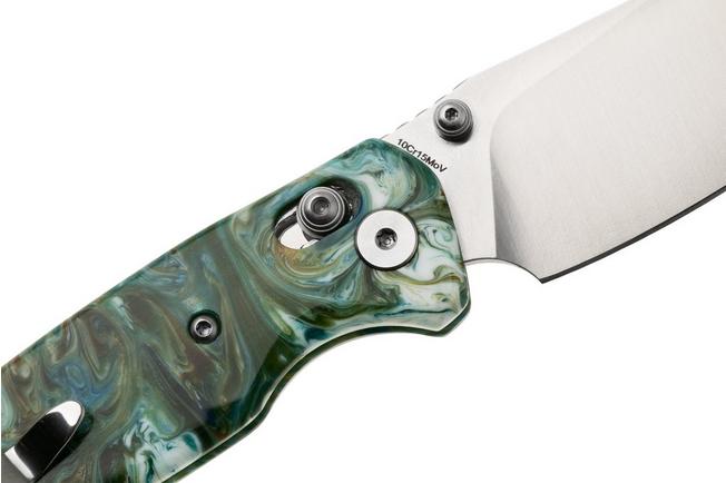 Afbeelding voor Bestechman Cicada's Wing BMK06P Satin 10Cr15MoV, Green Patterned Resin, zakmes
