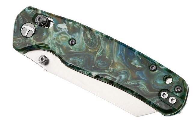 Afbeelding voor Bestechman Cicada's Wing BMK06P Satin 10Cr15MoV, Green Patterned Resin, zakmes
