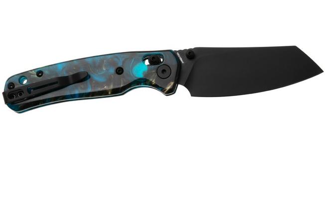 Afbeelding voor Bestechman Cicada's Wing BMK06R Black PVD 10Cr15MoV, Clear Blue Resin, zakmes