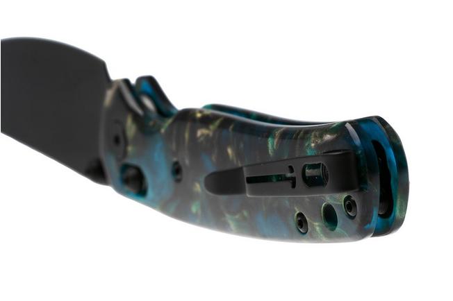 Afbeelding voor Bestechman Cicada's Wing BMK06R Black PVD 10Cr15MoV, Clear Blue Resin, zakmes