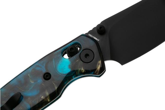 Afbeelding voor Bestechman Cicada's Wing BMK06R Black PVD 10Cr15MoV, Clear Blue Resin, zakmes