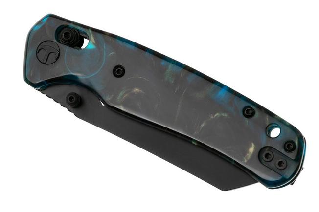 Afbeelding voor Bestechman Cicada's Wing BMK06R Black PVD 10Cr15MoV, Clear Blue Resin, zakmes