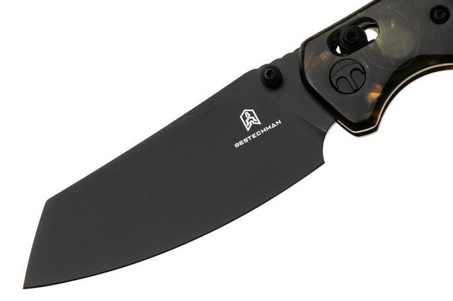 Afbeelding voor Bestechman Cicada's Wing BMK06S Black PVD 10Cr15MoV, Brown Resin, zakmes
