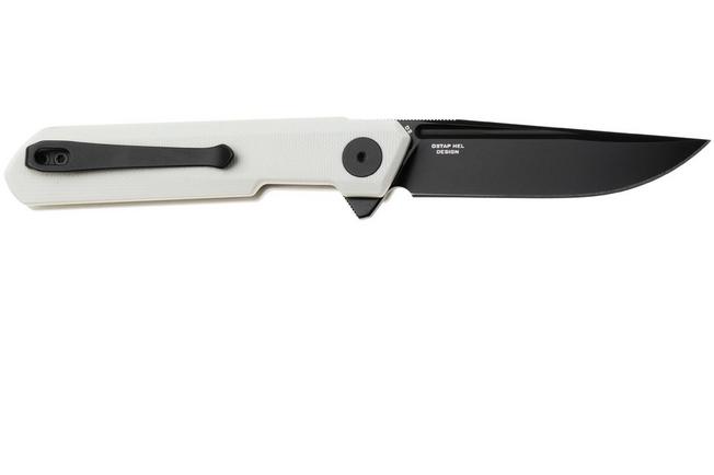 Afbeelding voor Bestechman Mini Dundee BMK08B Black PVD D2, White G10, zakmes, Ostap Hel design