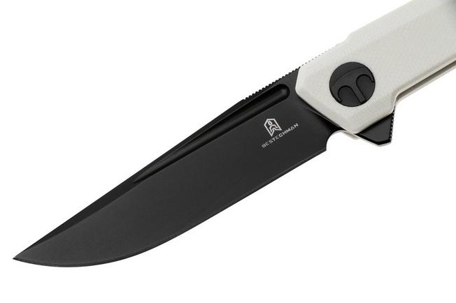 Afbeelding voor Bestechman Mini Dundee BMK08B Black PVD D2, White G10, zakmes, Ostap Hel design