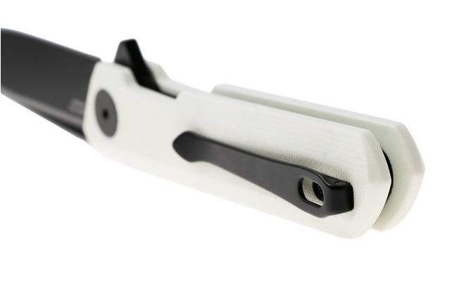 Afbeelding voor Bestechman Mini Dundee BMK08B Black PVD D2, White G10, zakmes, Ostap Hel design