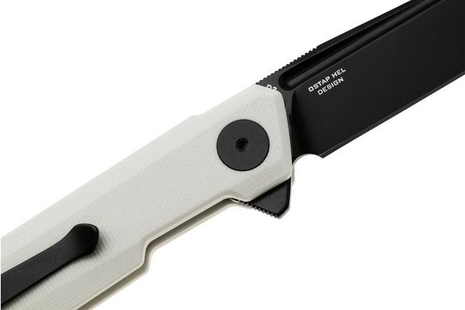 Afbeelding voor Bestechman Mini Dundee BMK08B Black PVD D2, White G10, zakmes, Ostap Hel design