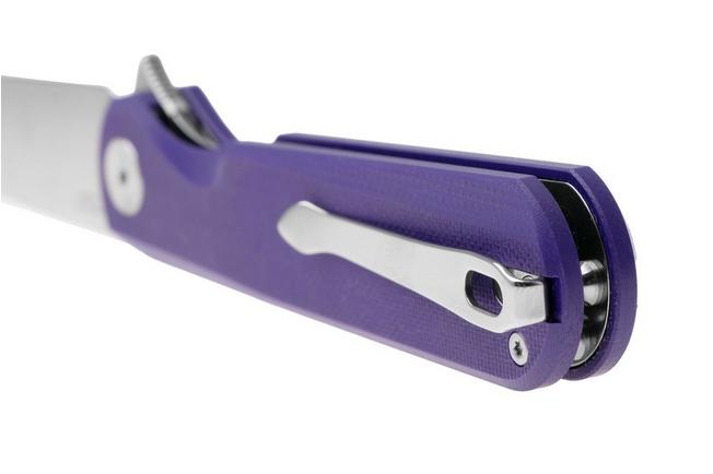 Afbeelding voor Bestechman Flick BMK13B Satin D2, Purple G10, zakmes, Ostap Hel design