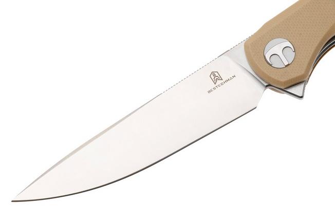 Afbeelding voor Bestechman Flick BMK13C Satin D2, Khaki G10, zakmes, Ostap Hel design