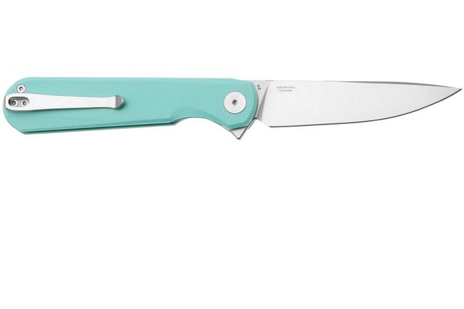 Afbeelding voor Bestechman Flick BMK13D Satin D2, Aqua Blue G10, zakmes, Ostap Hel design