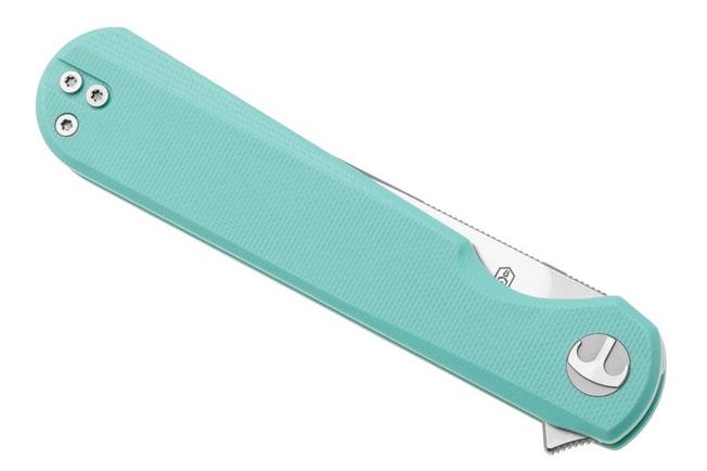 Afbeelding voor Bestechman Flick BMK13D Satin D2, Aqua Blue G10, zakmes, Ostap Hel design