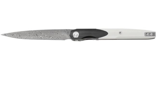 Afbeelding voor Bestechman Lanza BMK14-D-1 Damascus, Black White G10, zakmes, Grzegorz Grabarski design