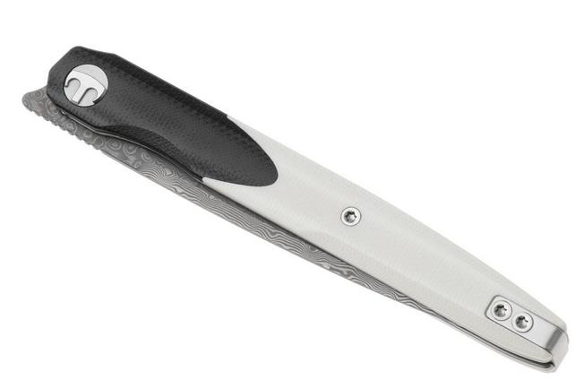 Afbeelding voor Bestechman Lanza BMK14-D-1 Damascus, Black White G10, zakmes, Grzegorz Grabarski design