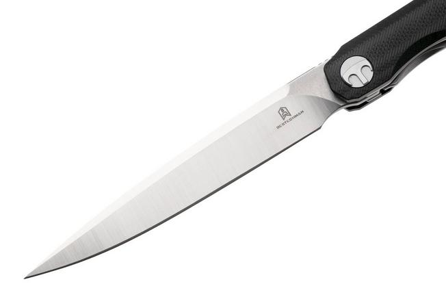 Afbeelding voor Bestechman Lanza BMK14A Satin 14C28N, Black White G10, zakmes, Kombou design