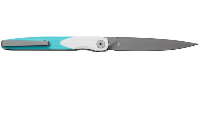 Afbeelding voor Bestechman Lanza BMK14D Gray PVD 14C28N, White Light Blue G10, zakmes, Kombou design