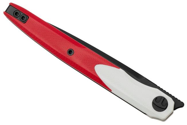 Afbeelding voor Bestechman Lanza BMK14G PVD 14C28N, White Red G10, zakmes, Kombou design