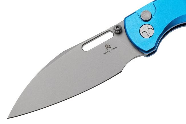 Afbeelding voor Bestechman Vector BMK15D Bead Blasted D2, Blue Aluminium, zakmes