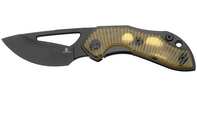 Afbeelding voor Bestechman Triassic BMK17F Black PVD 14C28N, Amber Ultem, zakmes, Denis Simonutti design