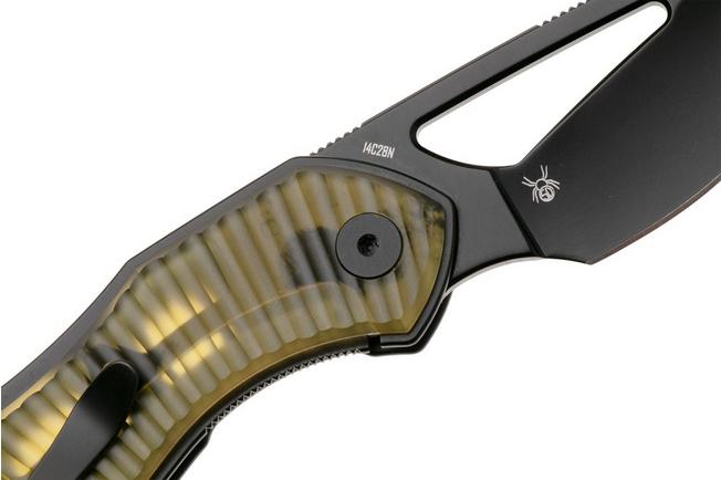 Afbeelding voor Bestechman Triassic BMK17F Black PVD 14C28N, Amber Ultem, zakmes, Denis Simonutti design