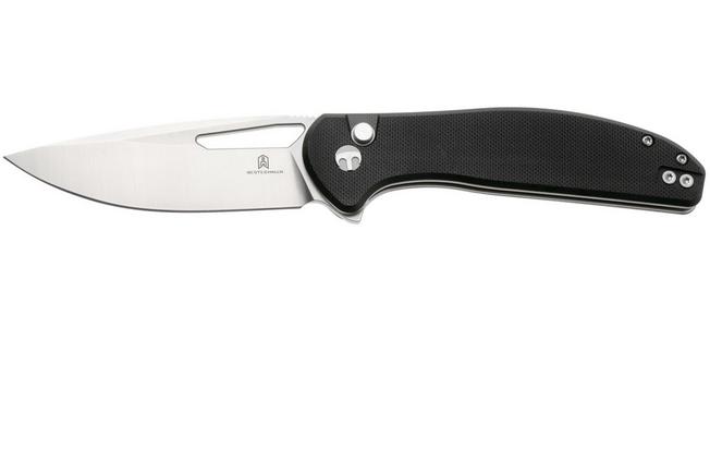 Afbeelding voor Bestechman Whalefin BMK18A Flat Stonewash Satin D2, Black G10, zakmes