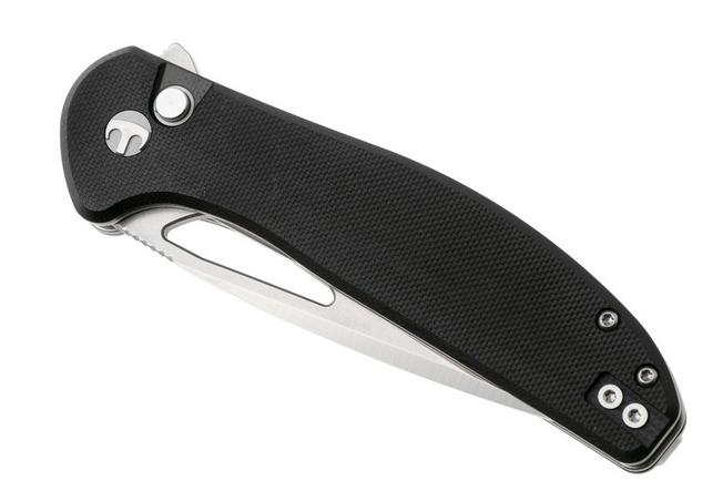 Afbeelding voor Bestechman Whalefin BMK18A Flat Stonewash Satin D2, Black G10, zakmes